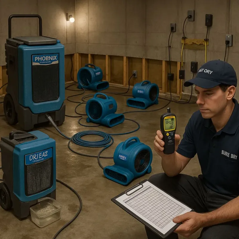 Structural Drying and Dehumidification process in Idyllwild-Pine Cove, CA